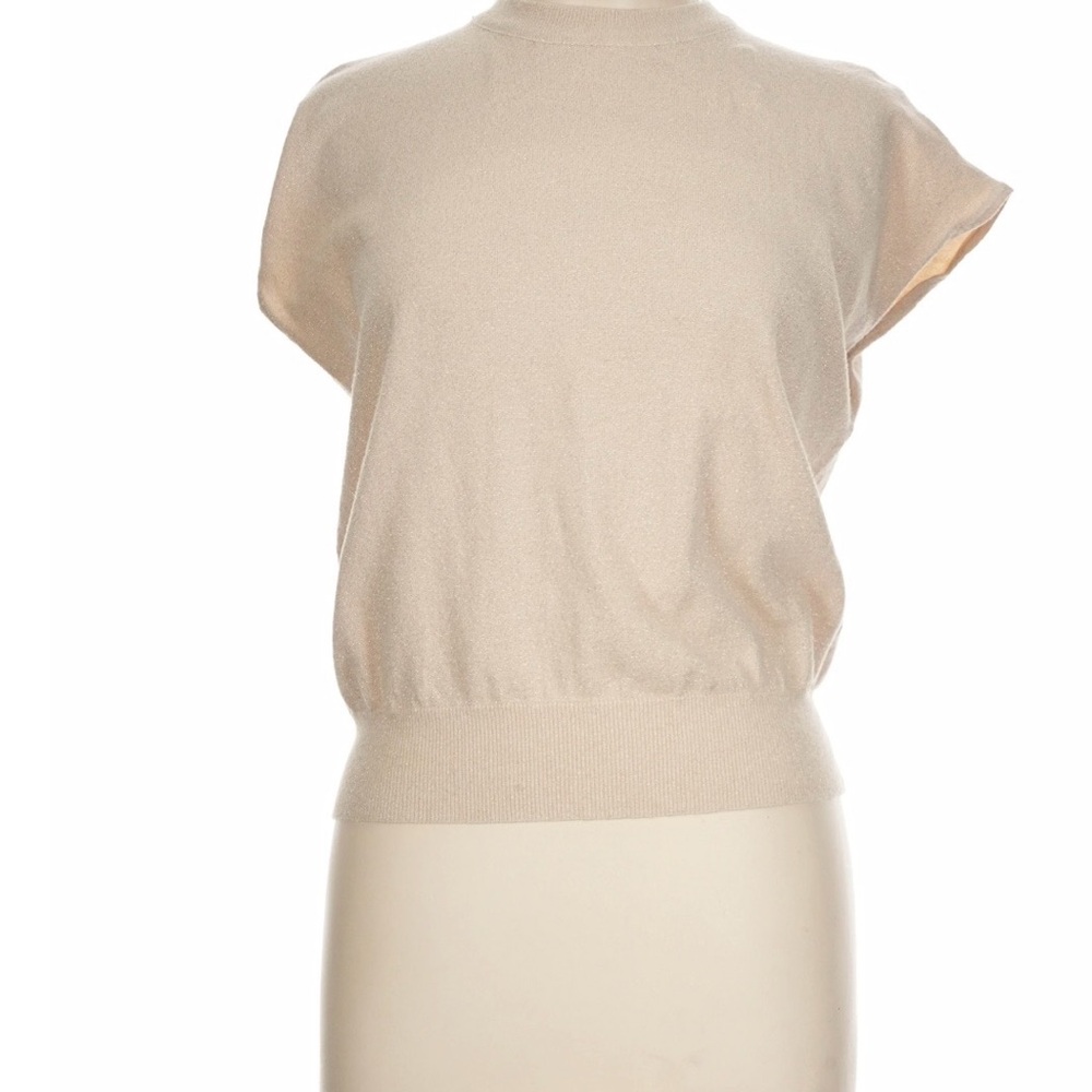 Cream Sparkle Ribbed Crewneck Sweater